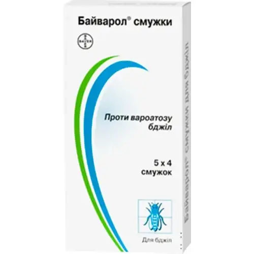 

Полоски Bayer Байварол для обнаружения и уничтожения клещей варроа, 1 блистер (4 полоски)