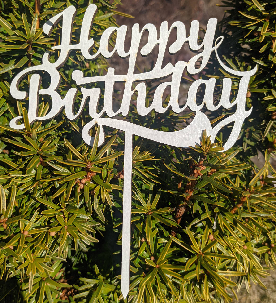 

Деревянный топпер №5 "HAPPY BIRTHDAY", на цельной ножке, Белый