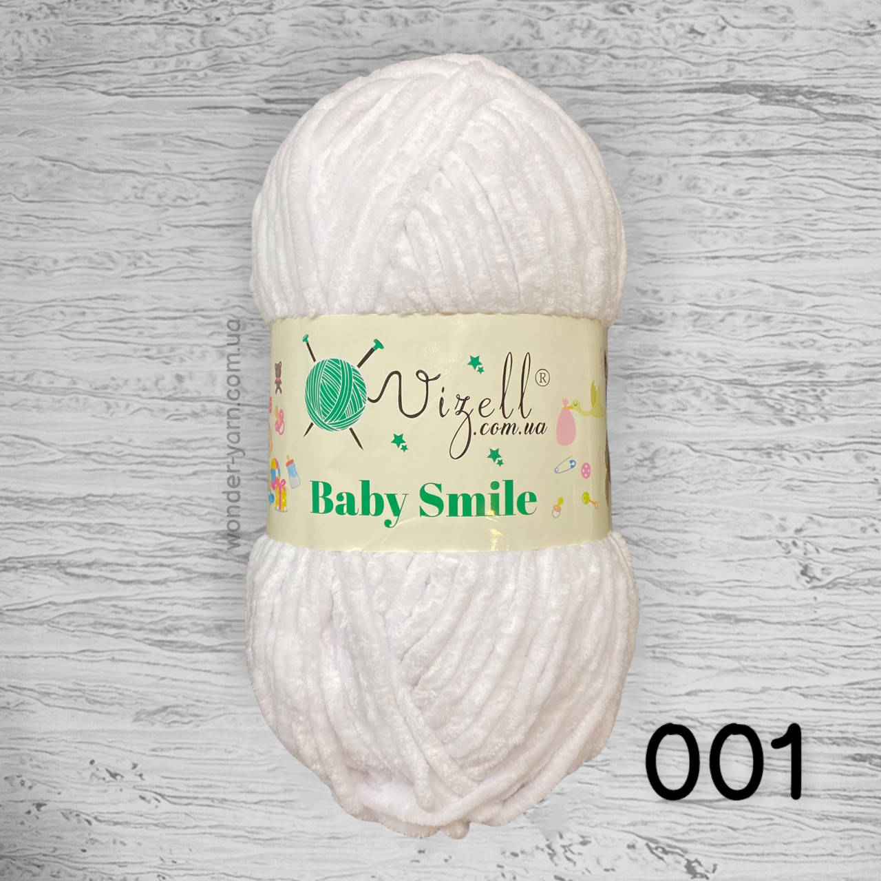 

Плюшевая пряжа Vizell Baby Smile / Визель Беби Смайл 001 белый