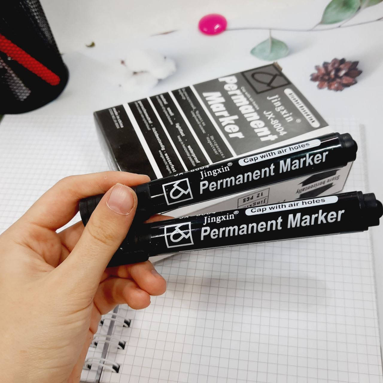 

Маркер Permanent JX-8004 черный 12 шт
