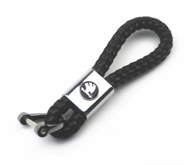 

Брелок для ключей авто из качественной, плетеный с логотипом Skoda, цвет черный