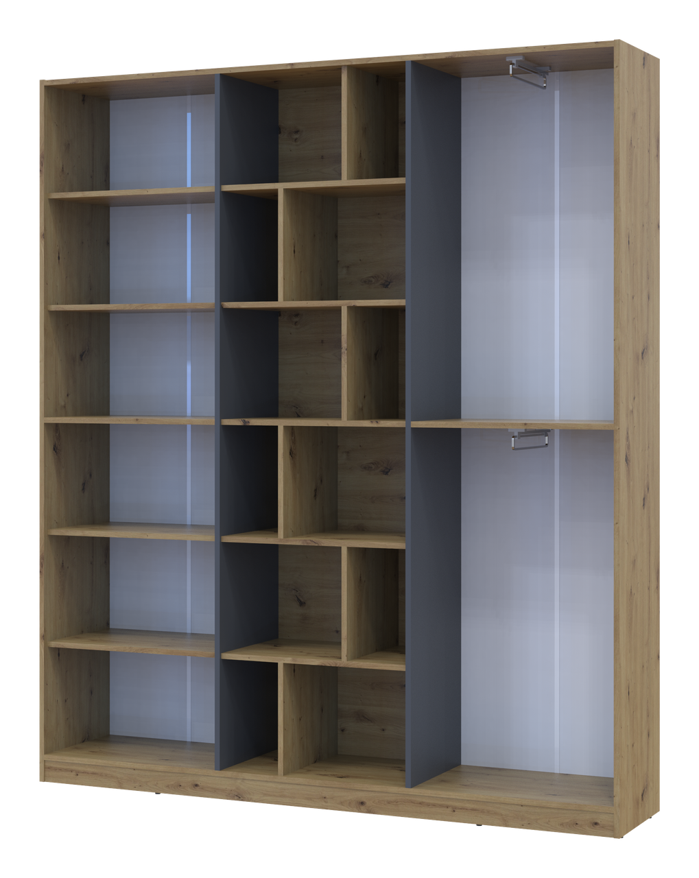 Шафа для одягу Doros Морган Дуб Артізан/Графіт ДСП 180х38.5х210 (42001256) 3