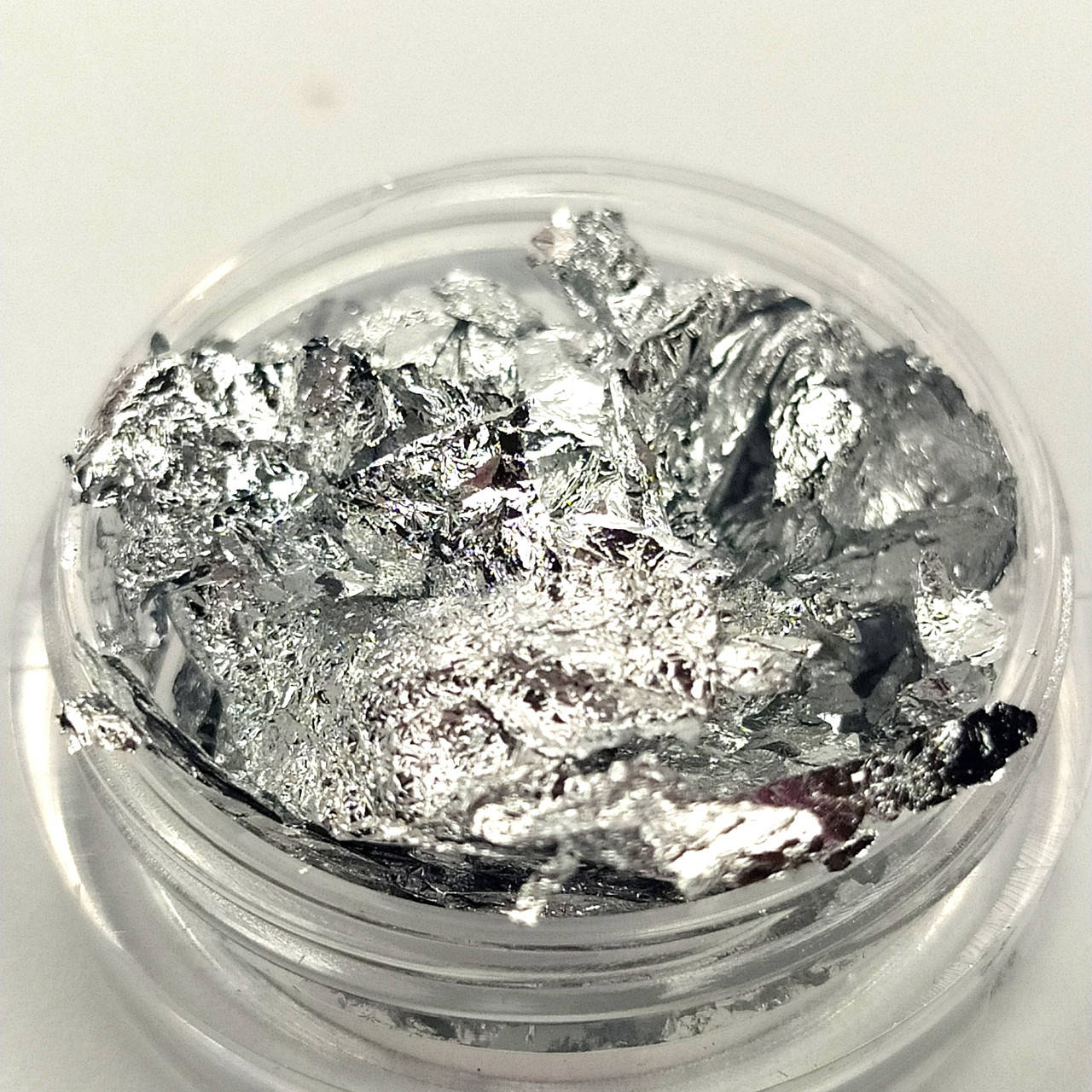 

Поталь сусальное серебро (жатая фольга) в баночке, Серебристый