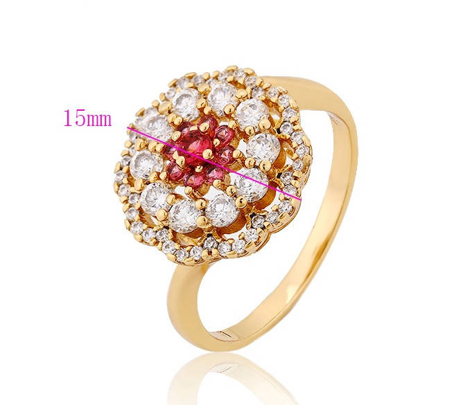 

Кольцо Красный цветок с цирконием, p. 17,5.позолота Xuping 18К