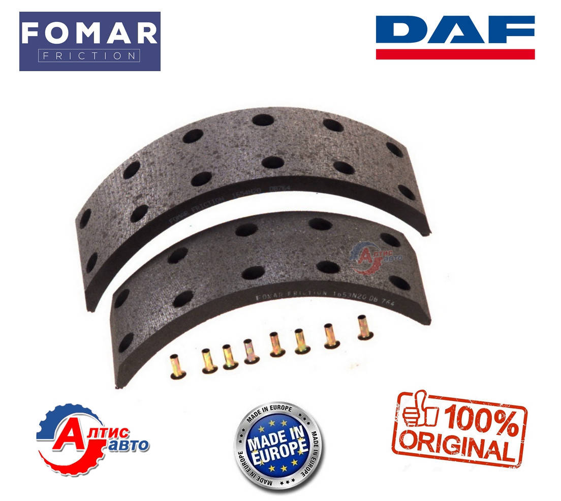 

Накладки DAF 45 задней оси тормозные второго ремонта-2 (14,мм) RL200720A4
