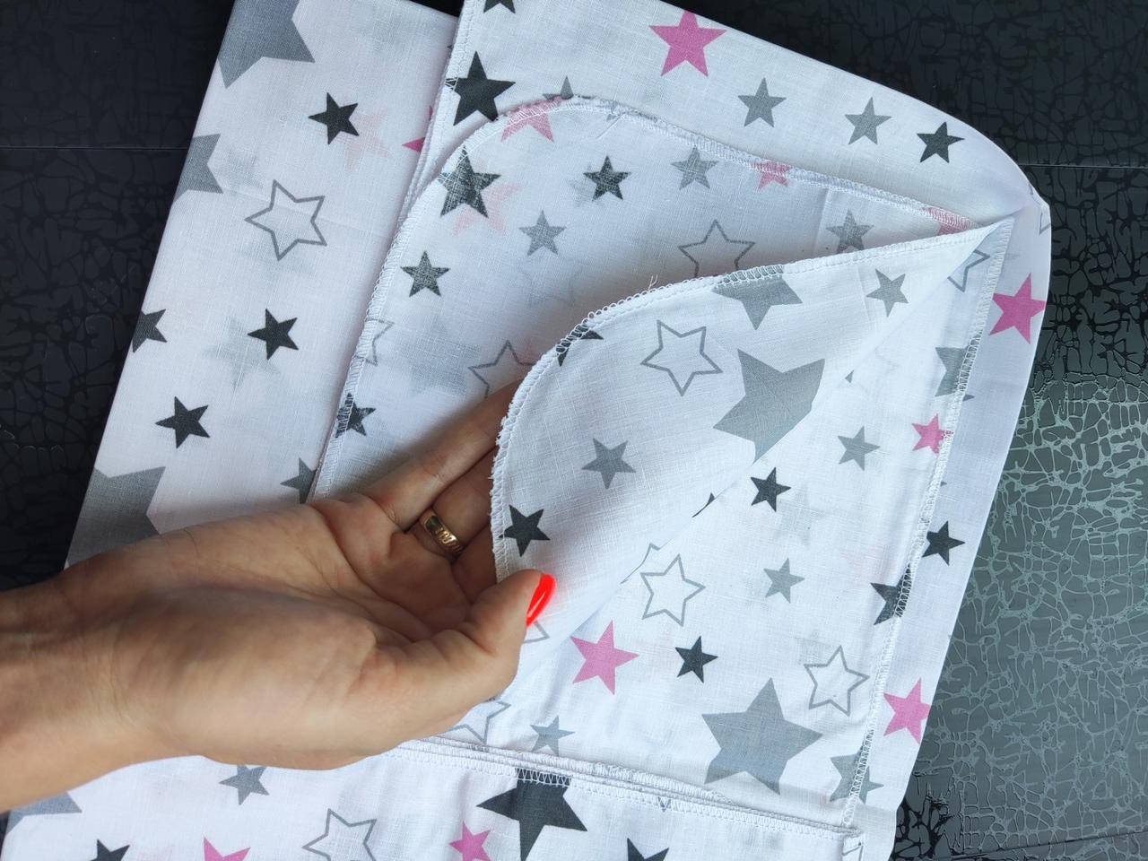 

Красивые пеленки ситец большие 110*90 Польша Звездочки, Молочный