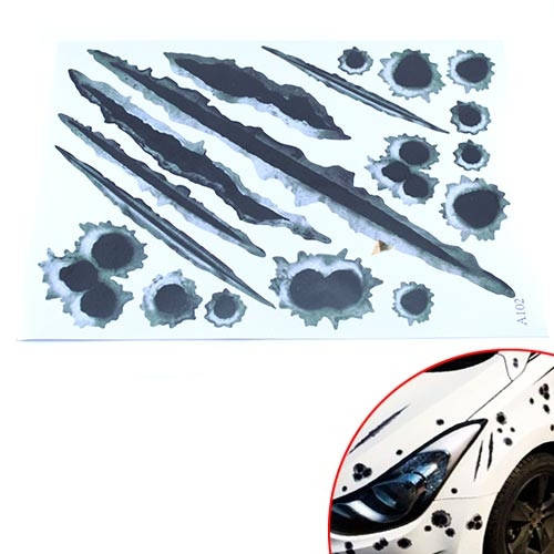 

Наклейки 3D стикеры Дырки от пуль и Царапины 18шт для автомобиля