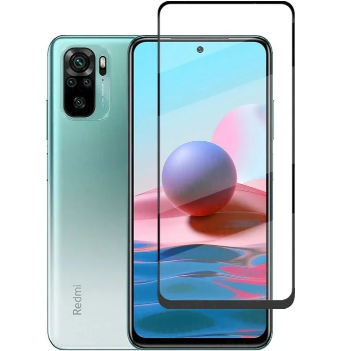 

Защитное стекло 9D. 9H Полной оклейки для Телефона Смартфона Xiaomi Redmi Note 10, Черный