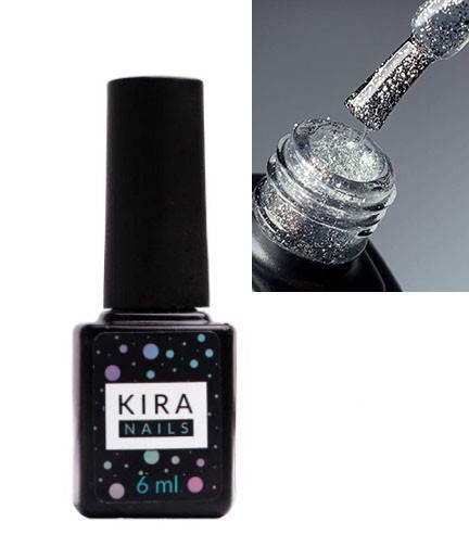 

Kira Nails Топ без липкого слоя с серебром, 6 мл