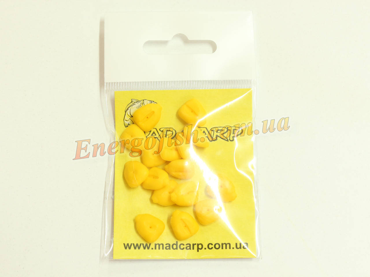 

Кукурудза силіконова Mad Carp із стопорами жовта 16шт.