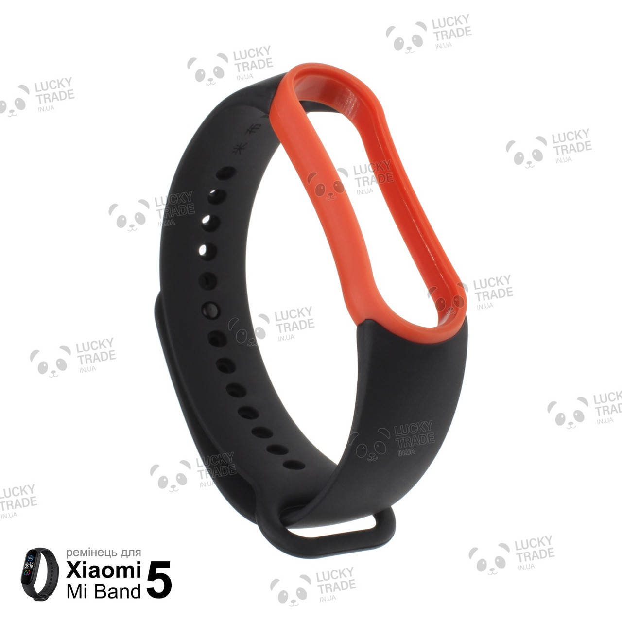 

Ремешок Xiaomi Mi Band 5 силиконовый двухцветный браслет с рамкой miband Черный / Оранжевый [1011]