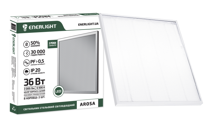 

Светильник потолочный светодиодный ENERLIGHT AROSA 36ВТ 6500К AROSA36SMD80С