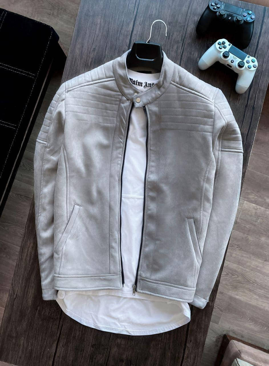 

Бомбер мужской серый с карманами на молнии стильный демисезонный Турция