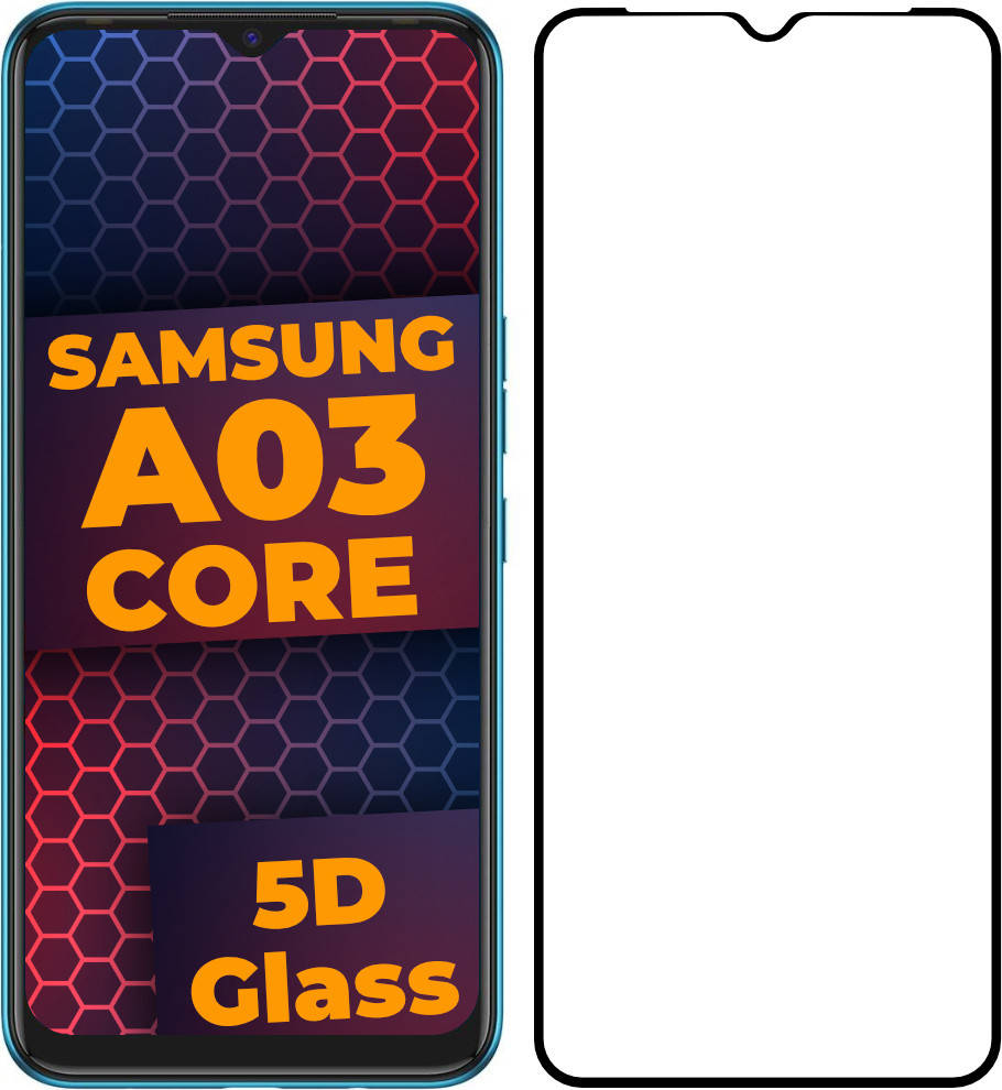 

5D стекло Samsung Galaxy A03 core A032 (Защитное Full Glue) Black (Самсунг А03 Коре), Черный