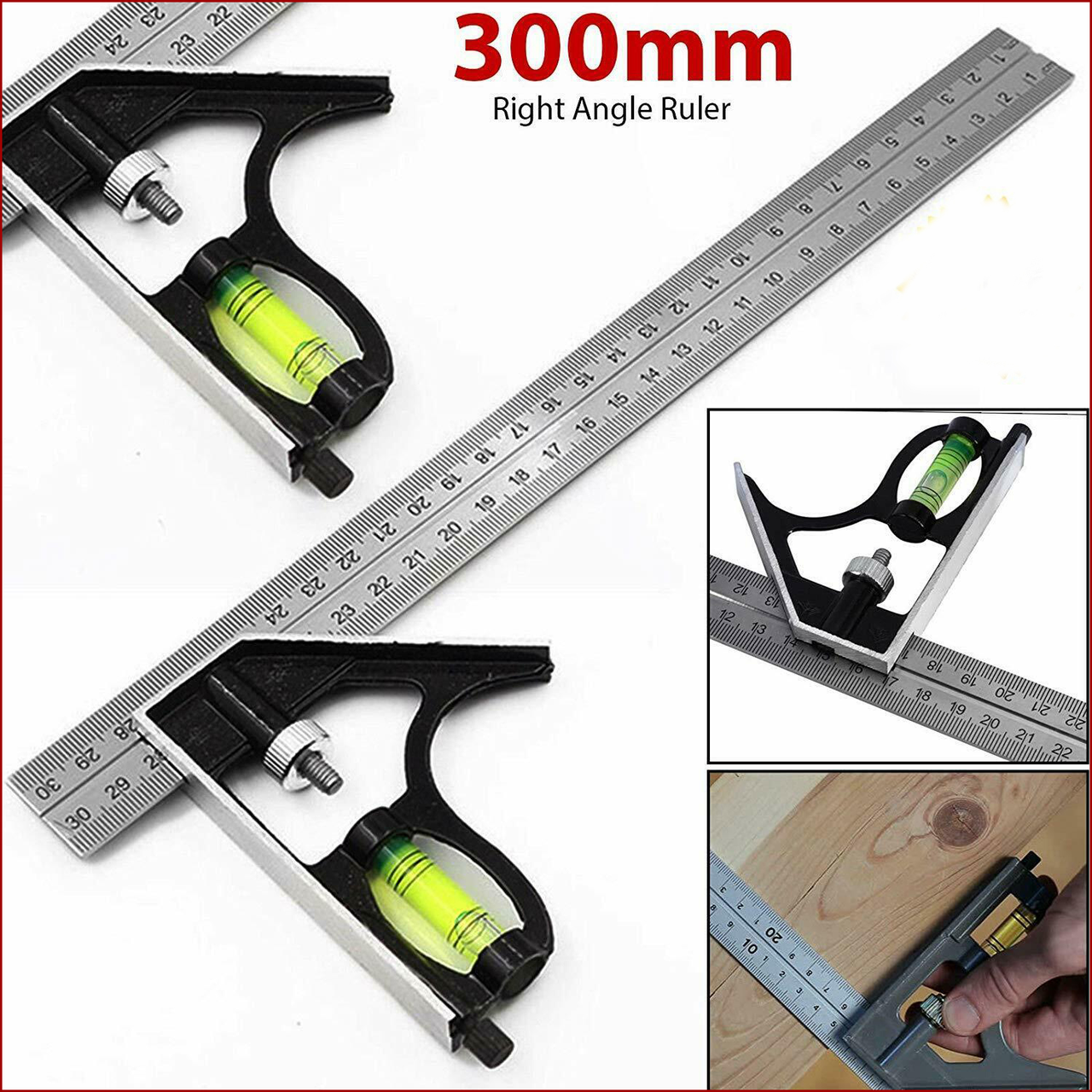 

Угольник столярный комбинированный с уровнем 300 мм Youta 77-400