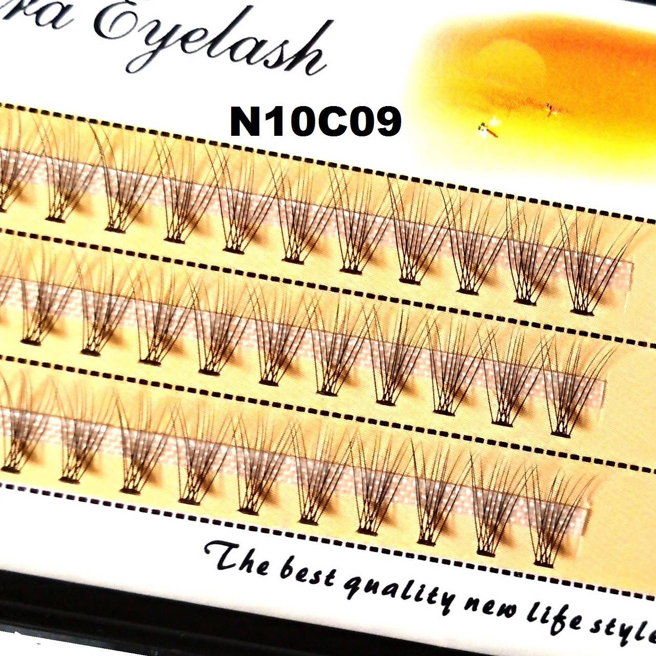 

Ресницы Nesura Eyelash 10D, 9 мм, изгиб C, 0,10, 60 пучков Несура ресницы пучки, Черный