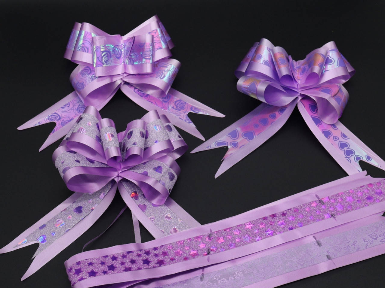 

Подарочные банты на затяжках. Цвет "сирень". 7х13 см
