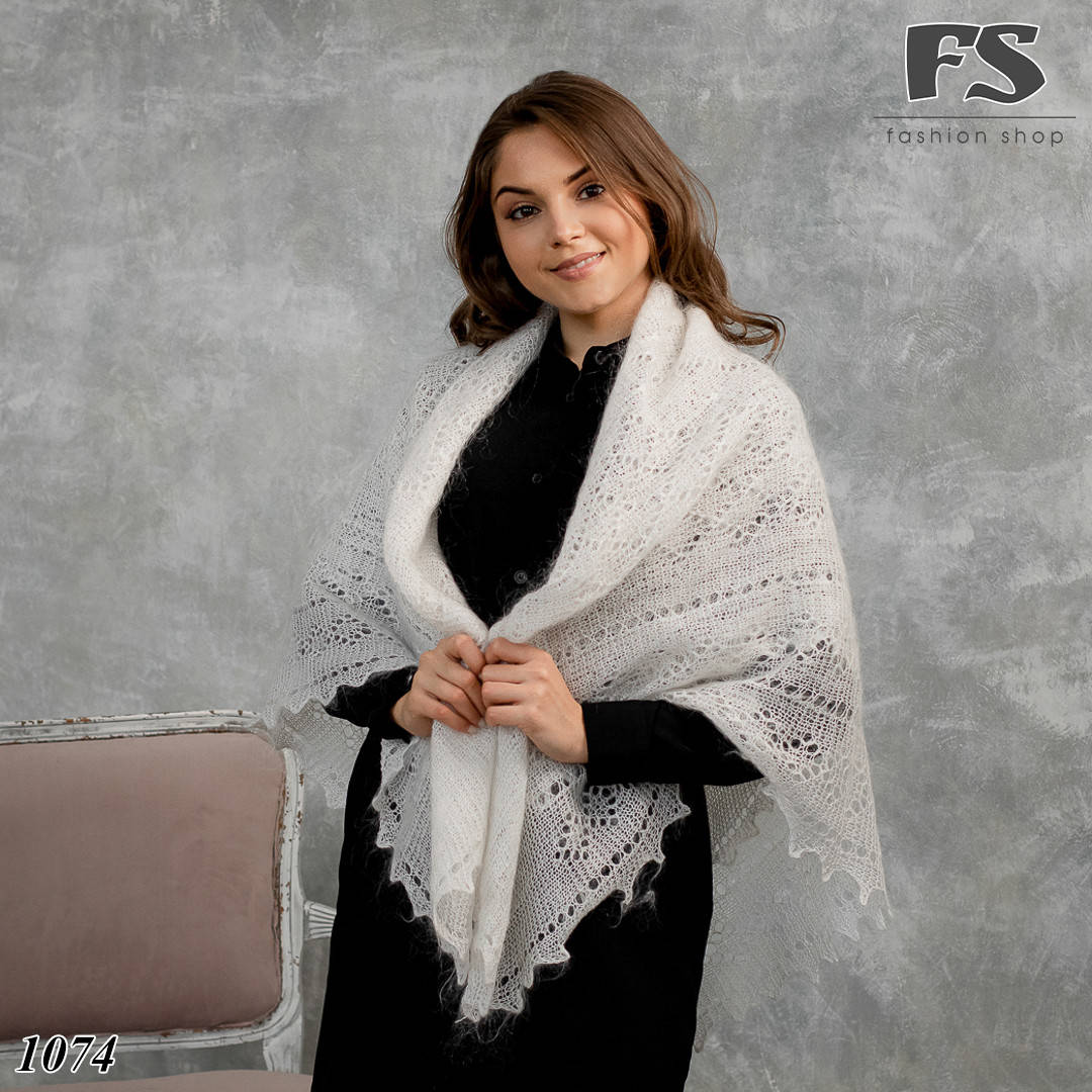 

Оренбургский пуховый платок Лана 125 см, Белый