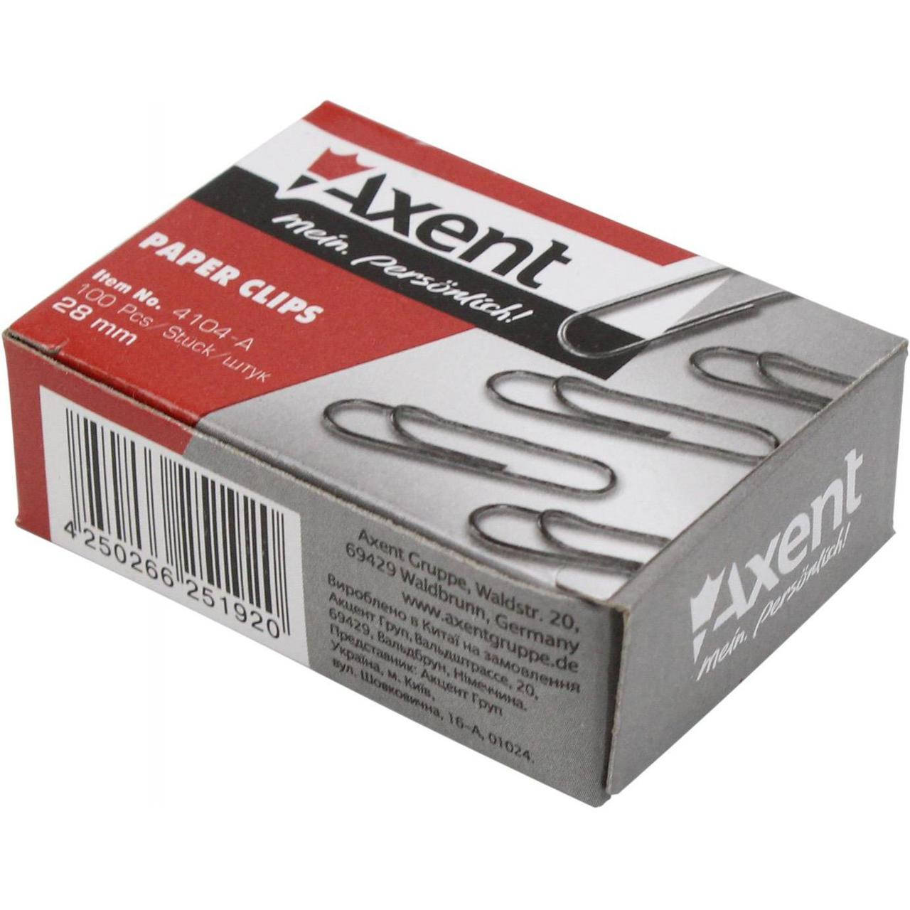 

Скрепки 28мм Axent 4104 круглые с изгибом никелированные 100 шт.