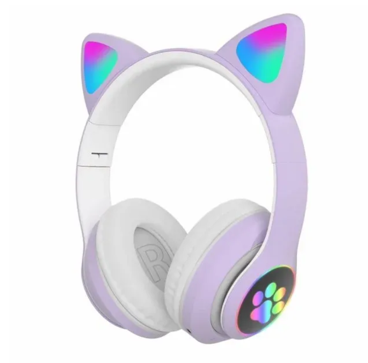 

Беспроводные наушники с кошачьими ушками фиолетовые, Фиолетовый