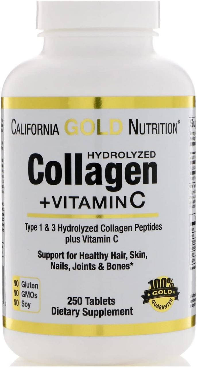 

California Gold Nutrition Hydrolyzed Collagen Peptides + Vitamin C 250 таблеток