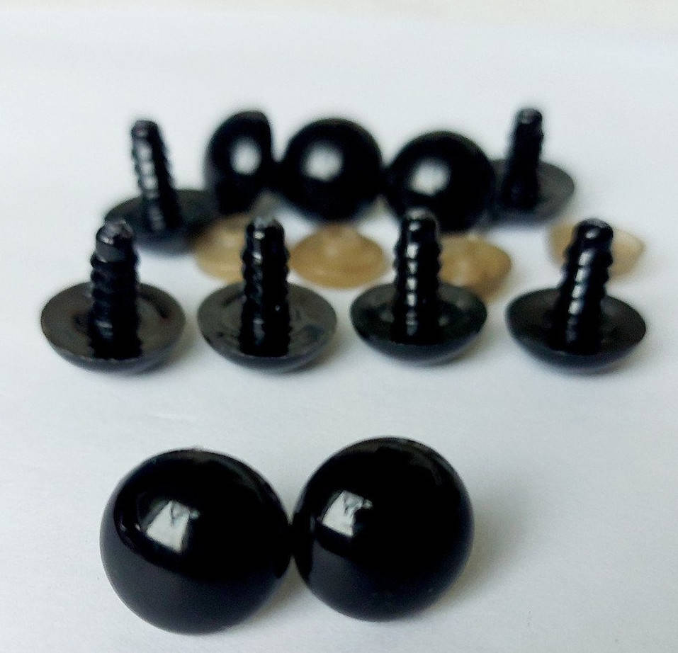 

Глазки полусфера черные безопасные 16мм, пара