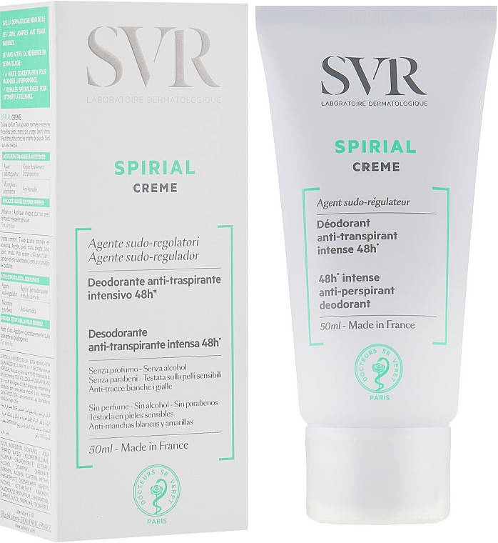 

Крем дезодорант антиперспирант СВР Спириал SVR Spirial Cream Deodorant Anti-Transpirant Intense 48H 50мл