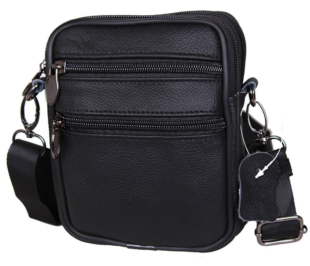 

Сумка мужская через плечо - барсетка на пояс натуральная кожа (9950-11), Черный