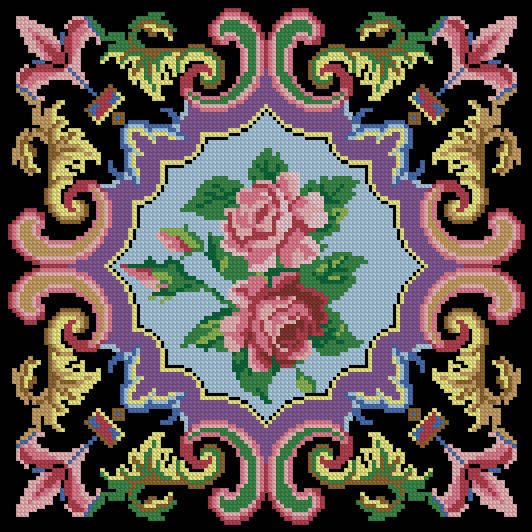 

Схема-заготовка для вышивки бисером или нитями подушки на габардине ПЗ-28