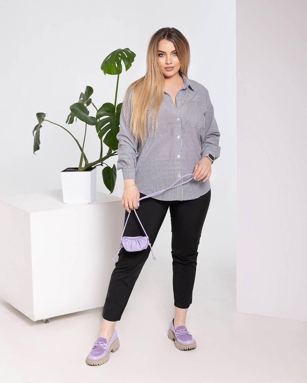 

Костюм женский летний двойка больших размеров Черный, 60-62