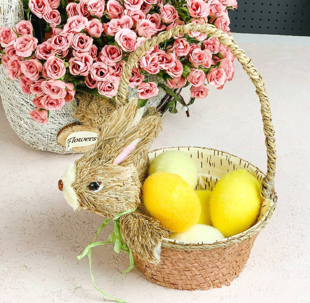 

Декоративная пасхальная корзинка с кроликом, 21 см