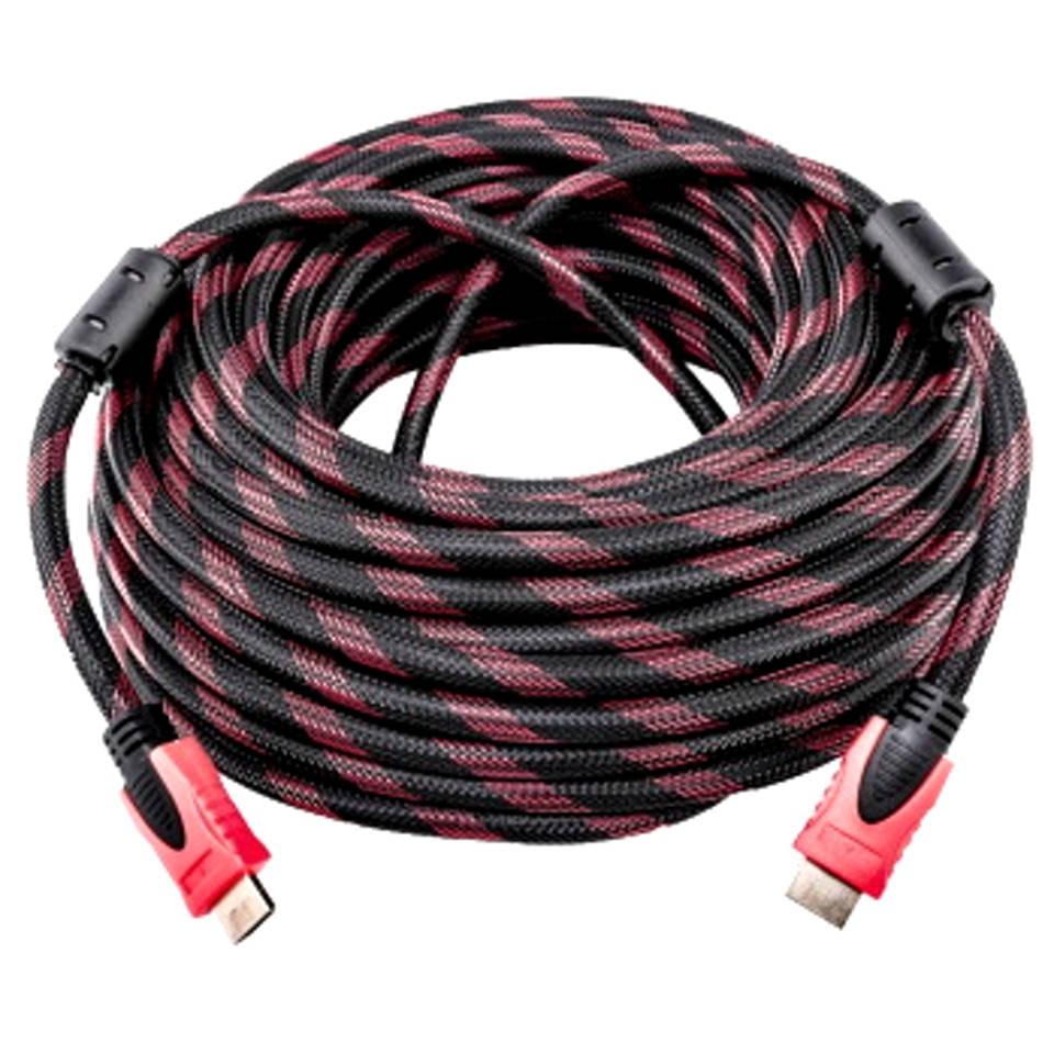 

Кабель HDMI-HDMI 20 метров v1.4 усиленный в нейлоновой оплетке Шнур для передачи видео сигнала 1080p, Красный