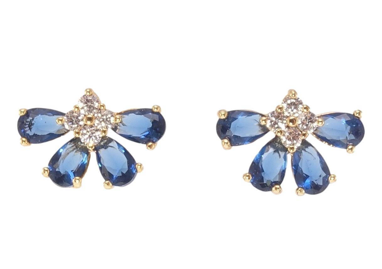 

Серьги Xuping Позолота 18K гвоздики (пусеты) "Веер из синих кристаллов и циркония"