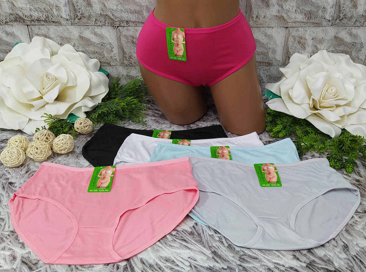 

Трусики женские 4XL (р. 54) бамбук GavinkaQin SK-309, Разные цвета