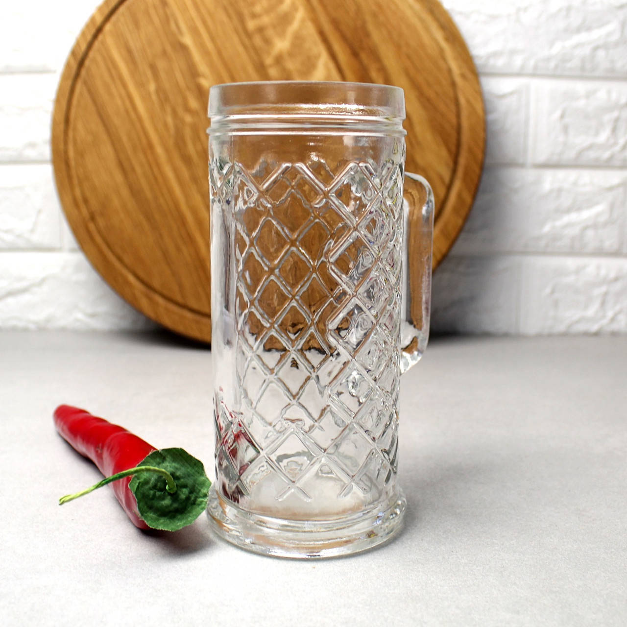 

Пивная кружка 0,5 л с фактурным стеклом с меткой Uniglass, Прозрачный