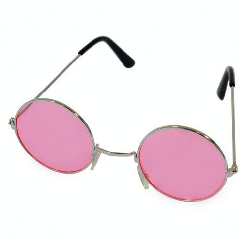 

Очки круглые маленькие тишейды мини карнавальные с розовыми стеклами., Розовый