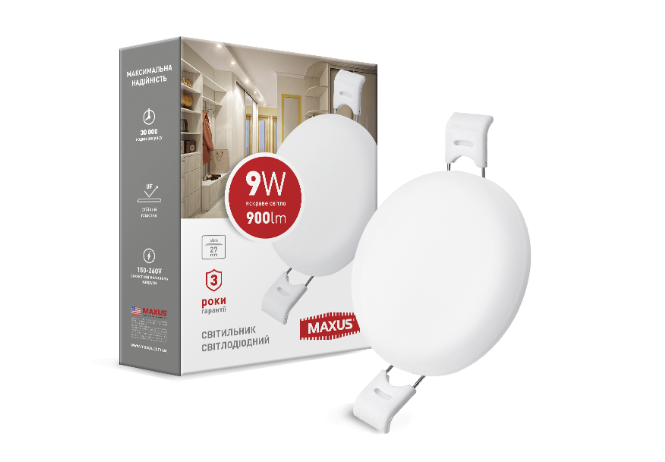 

Світильник врізний MAXUS SP edge 9W, 4100К (коло)