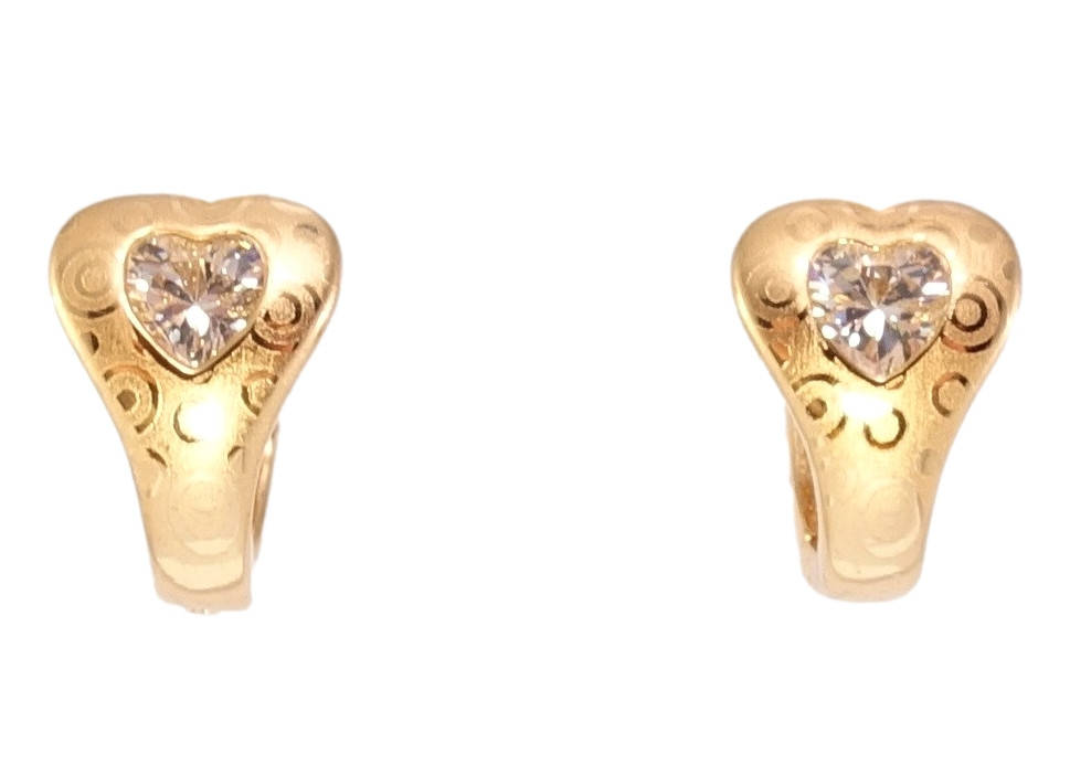 

Серьги Xuping Позолота 18K колечки "Сердечки с кристаллами и узором напылением"