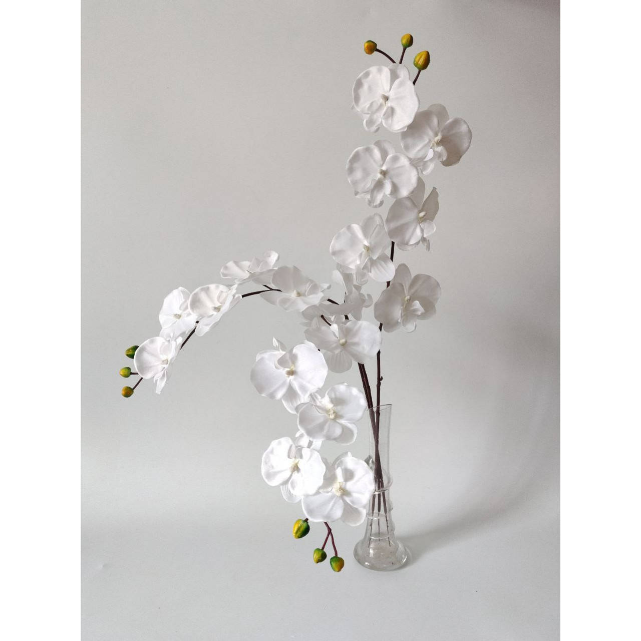 

Искусственные цветы. Ветка орхидеи фаленопсис, белая. Сатин., Белый