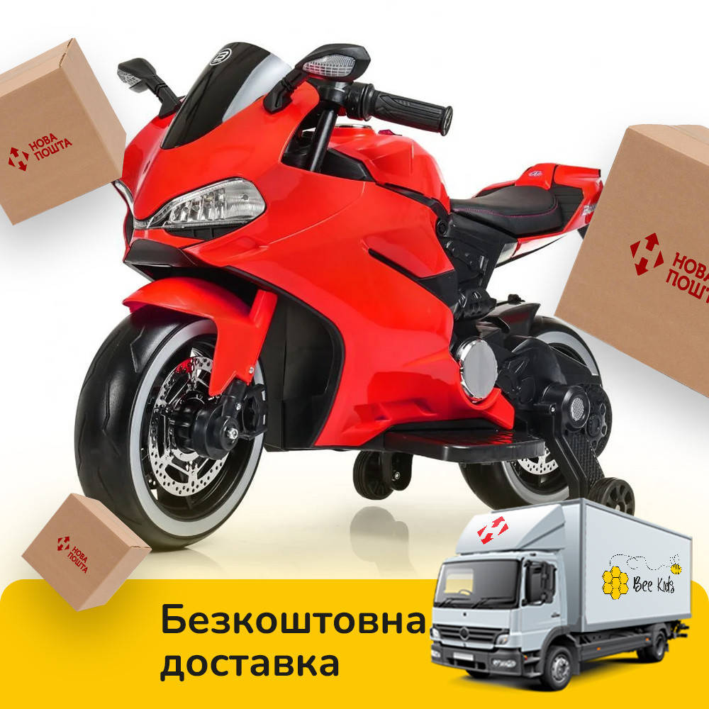

Детский мотоцикл на аккумуляторе Ducati (2 мотора по 25W, MP3, USB) Bambi M 4104 Красный (M 4104 EL-3)