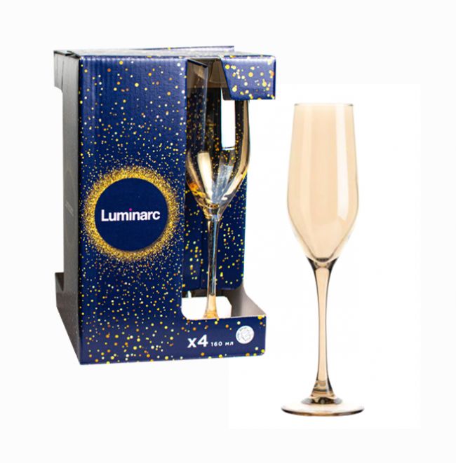 

Бокалы Luminarc Золотой мёд для шампанского 160мл 4шт (P9307)