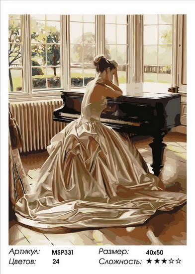 

Набір для малювання по номерах "Роздуми за роялем" MSP331 (з підрамником)