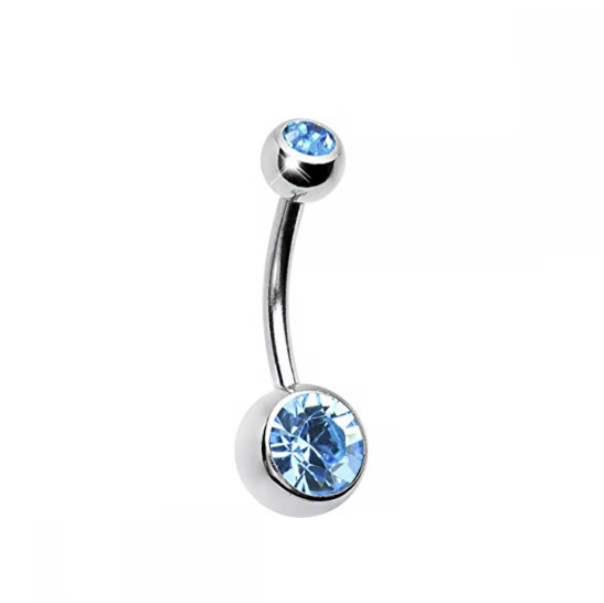 

Серьга-банан для пупка с камнями Swarovski медицинская сталь №2 грязно-розовый