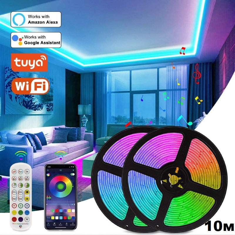 

Умная Светодиодная лента Leclstar с Wi-Fi, 12 В, 10 метров, приложение Tuya (SD102LT)