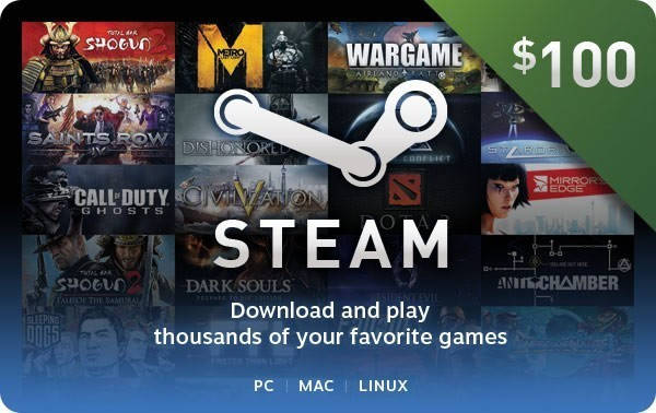 

Код активации Steam Gift Card (Стим) на 100 usd US-регион