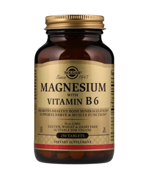 

Магний, витамин В6, Magnesium, Solgar, 250 таблеток (SOL-01721)