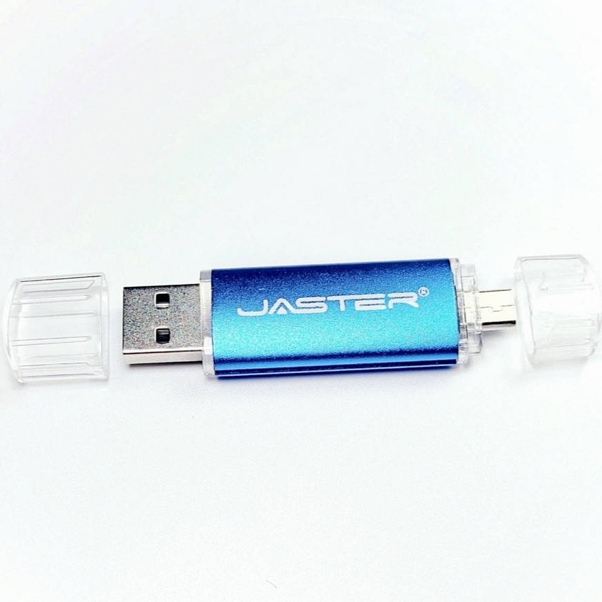 

Двухсторонняя флешка USB+micro usb Jaster Flash 64GB OTG, синий (в Подарок переходник Type-C)