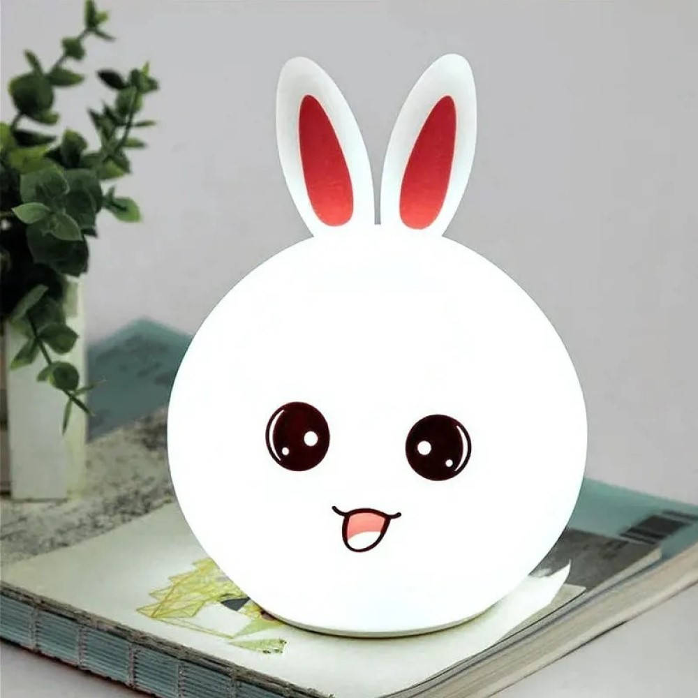

Детский ночник 7 режимов LED Rabbit Soft Touch силиконовый/ Светильник Зайчик, Белый