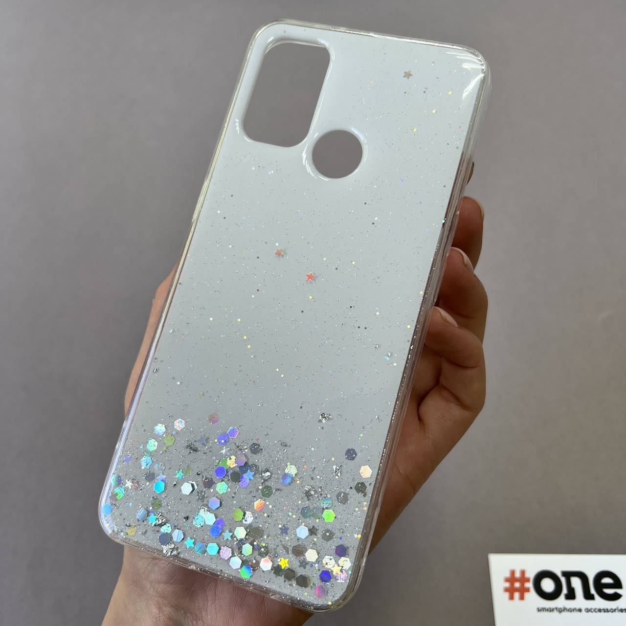 

Чехол для Oppo A53 накладка блестящая со звездочками чехол на телефон оппо а53 белый R5U