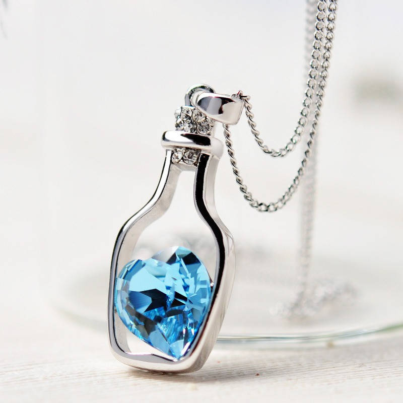 

Подвеска, кулон Бутылочка с бирюзовым сердечком, для влюбленных Bottle Love